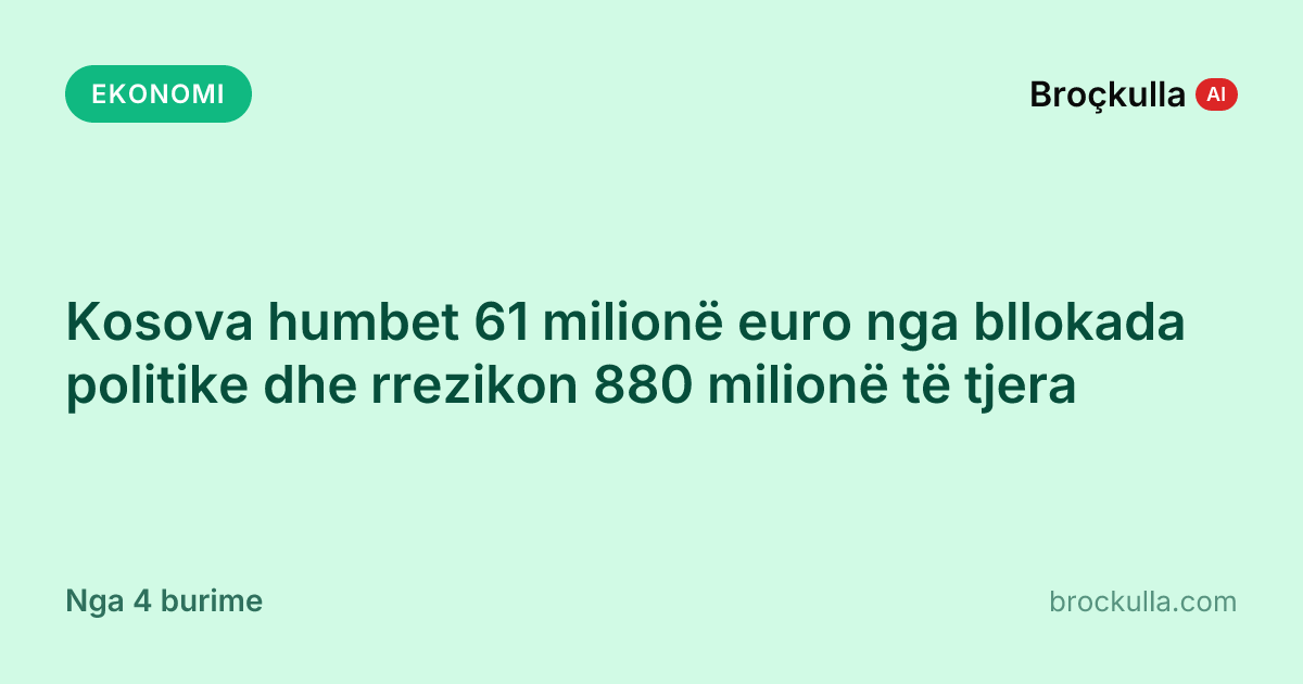 Kosova humbet 61 milionë euro nga bllokada politike dhe rrezikon 880 milionë të tjera