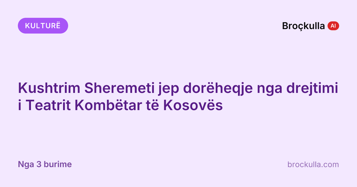 Kushtrim Sheremeti jep dorëheqje nga drejtimi i Teatrit Kombëtar të Kosovës