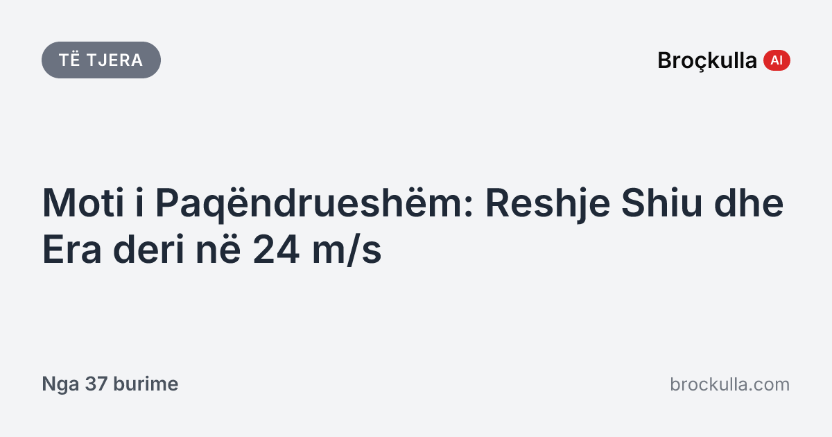 Moti i Paqëndrueshëm: Reshje Shiu dhe Era deri në 24 m/s