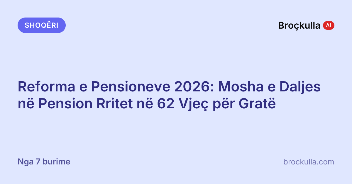 Reforma e Pensioneve 2026: Mosha e Daljes në Pension Rritet në 62 Vjeç për Gratë